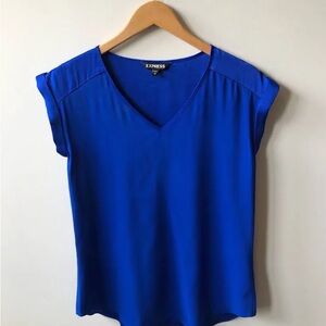 Express Bright blue v neck blouse